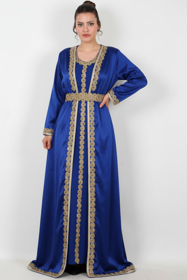 Plus - Size Geborduurde Jurk — Royalblauw