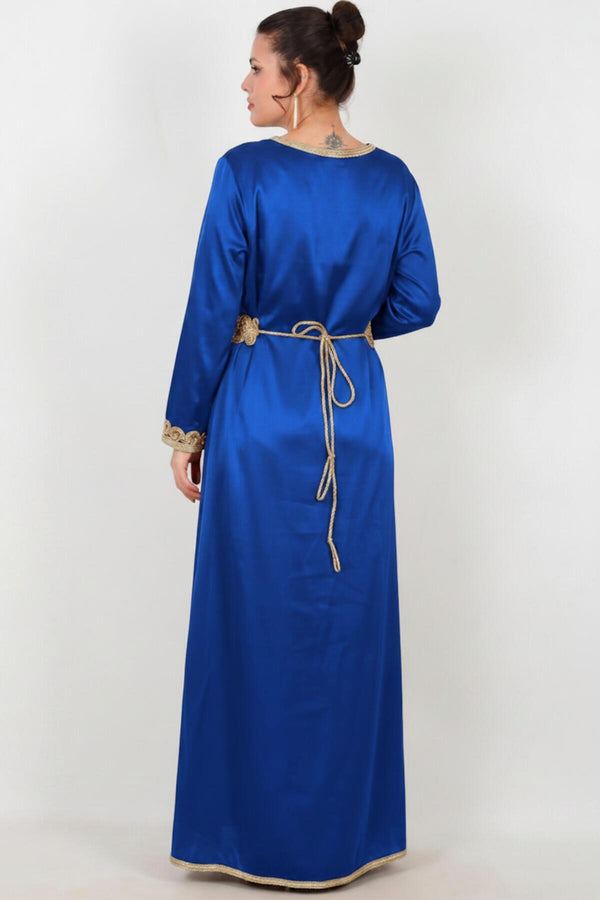 Plus - Size Geborduurde Jurk — Royalblauw