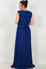Plus - Size Geborduurde Jurk — Royalblauw