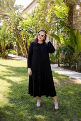 Plus - Size Jurk In Kristalstof — Zwart