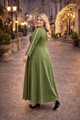 Kleid In Großen Größen Mit Ärmelstreifen – Khaki