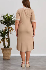 Plus - Size Kristalstof Jurk — Stone