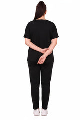 Plus - Size Tulle - Collar Set With Stone - Embroidered Butterfly — Black