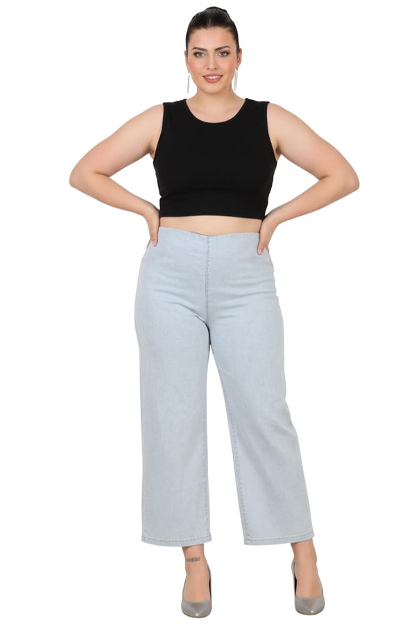 Wide - Leg Jeans, Grote Maten — Ijsblauw