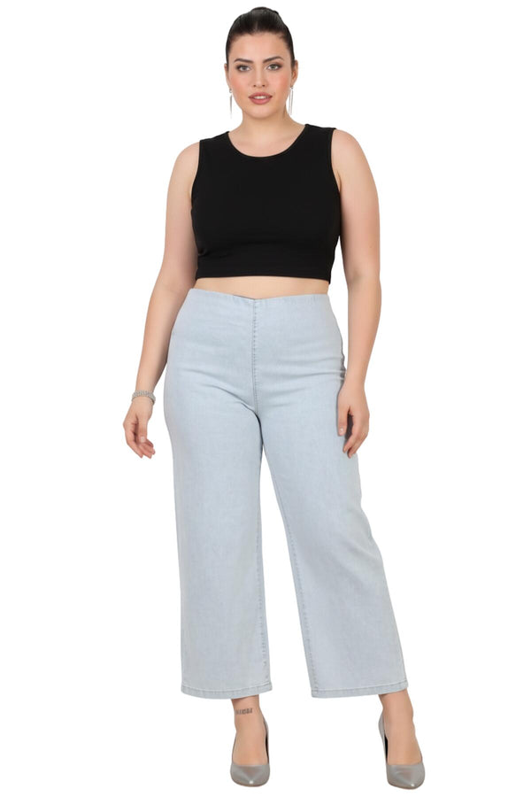 Wide - Leg Jeans, Grote Maten — Ijsblauw