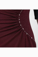 Bordeaux Midi - Jurk Met Taille - Detail (Grote Maten)