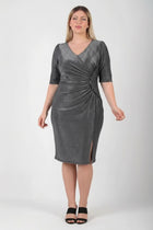 Plus - Size Taille - Detail Halfmouw Avondjurk — Zilver