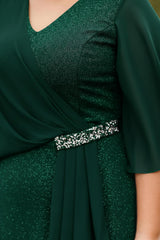 Glitzer‑Midi‑Abendkleid In Großer Größe – Smaragd
