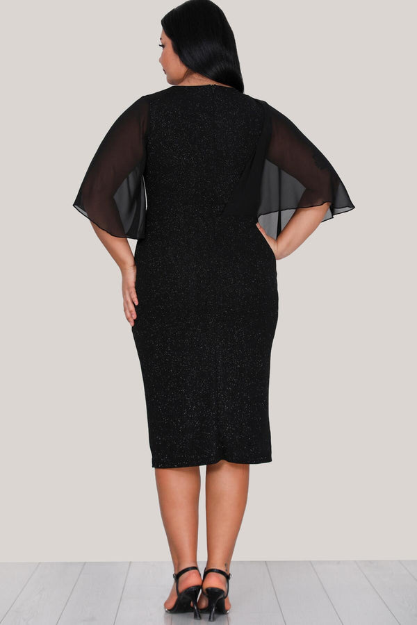 Plus - Size Glitter Midi - Avondjurk — Zwart