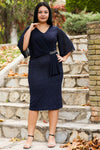 Glitter Midi - Jurk In Grote Maten – Marineblauw