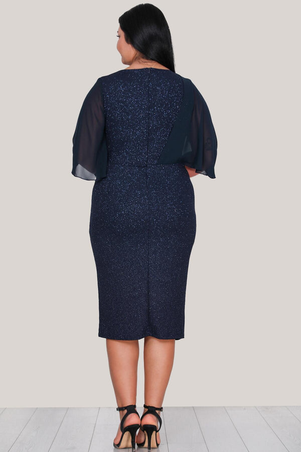 Glitter Midi - Jurk In Grote Maten – Marineblauw