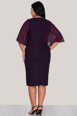 Glitter Midi - Jurk In Grote Maten – Paars