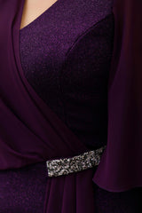 Glitter Midi - Jurk In Grote Maten – Paars
