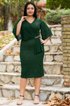 Glitter Midi - Jurk In Grote Maten – Smaragd