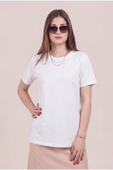 Witte Jersey Blouse Met Kanten Rugdetail