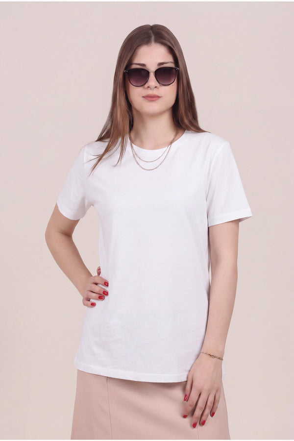Witte Jersey Blouse Met Kanten Rugdetail
