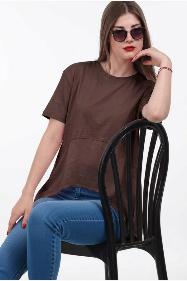 Damesblouse Met Tencel - Detail - Bruin