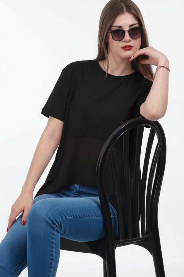 Damesblouse Met Tencel - Detail - Zwart