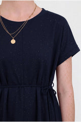 Oysho Stone - Embellished Short - Sleeve Blouse — Navy