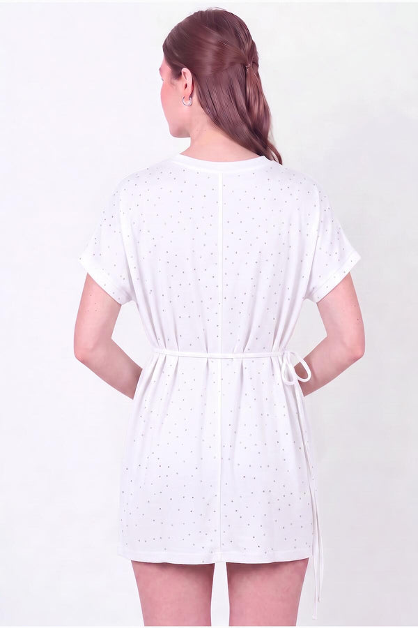 Witte, Met Steentjes Versierde Blouse Van Oysho‑Stof