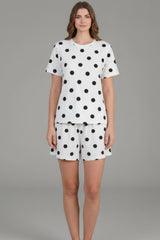 Wit Gemusterd Short‑Sleeve Pyjama‑Set