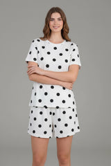 Wit Gemusterd Short‑Sleeve Pyjama‑Set