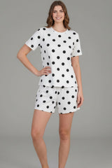 Wit Gemusterd Short‑Sleeve Pyjama‑Set