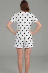 Wit Gemusterd Short‑Sleeve Pyjama‑Set