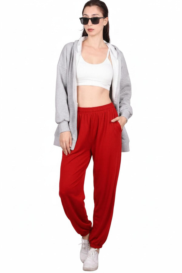 Shalwar‑Broek Met Zijstrik — Rood
