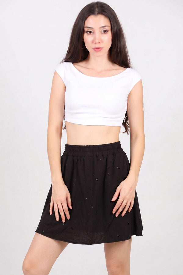 Skort Met Steendetail — Zwart
