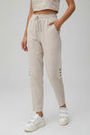 Linnenbroek In Grote Maten Met Mesh - Detail — Taupe