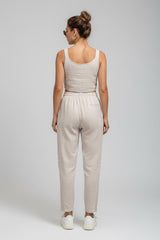 Linnenbroek In Grote Maten Met Mesh - Detail — Taupe