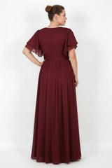 Abendkleid In Übergröße Mit Ärmeldetail – Bordeaux