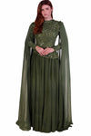 Chiffon Maxi - Jurk Met Lange Mouwen — Khaki