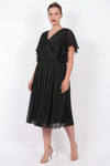 Robe Midi Grande Taille Avec Détail Aux Manches — Noir