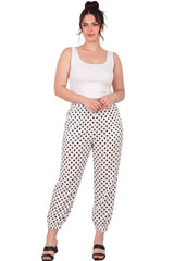 Polyemit Stippen Joggers — Ecru