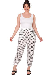 Polyemit Stippen Joggers — Ecru