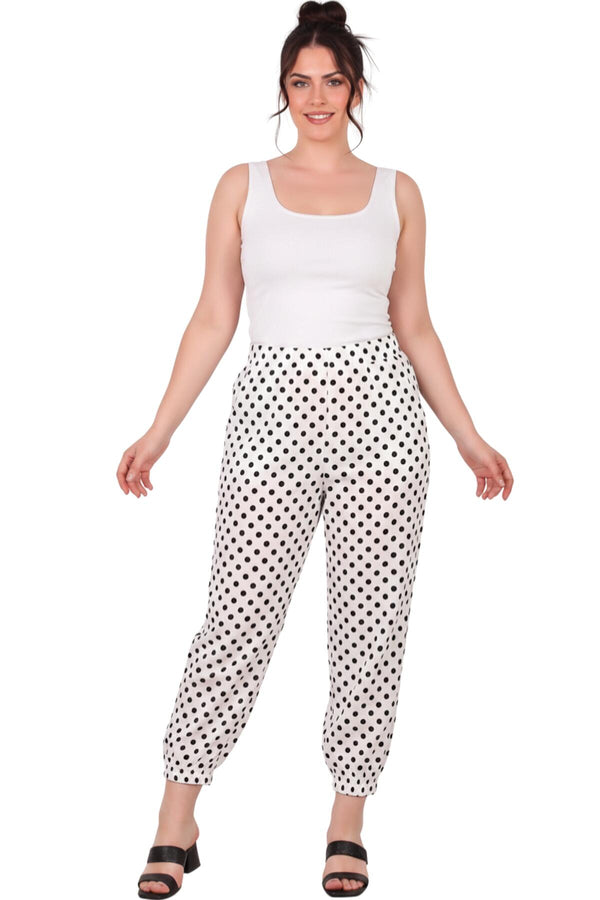 Polyemit Stippen Joggers — Ecru