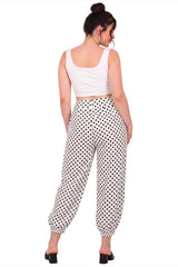 Polyemit Stippen Joggers — Ecru