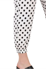 Polyemit Stippen Joggers — Ecru