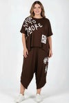 Plus - Size Bedrukte Tweedelige Set — Bruin