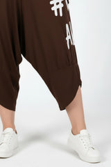 Plus - Size Bedrukte Tweedelige Set — Bruin
