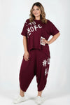Plus - Size Bedrukte Tweedelige Set — Bordeaux