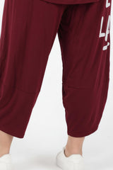 Plus - Size Printed Two - Piece Set — Burgundy