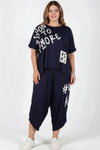 Plus - Size Bedrukte Broekset, Navy