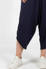 Plus - Size Bedrukte Broekset, Navy