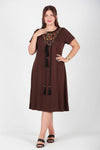 Plus - Size - Kleid Mit Authentischem Kragen, Braun