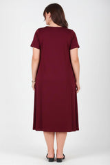 Kleid Mit Authentischem Kragen – Große Größen, Burgunder