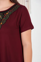 Kleid Mit Authentischem Kragen – Große Größen, Burgunder