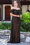 Plus - Size Off - Shoulder Sequin Maxi Dress - Brown